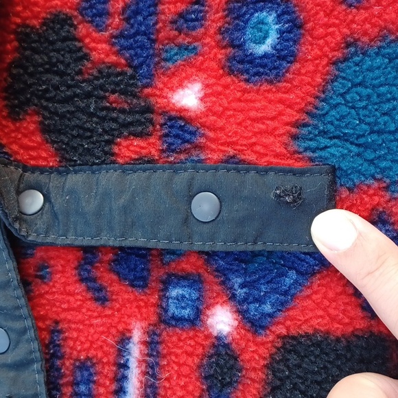 Vintage L.L Bean fleece pulllover.Moose,Fish, Aztec print. Red,Black, and Teal. - Picture 3 of 6